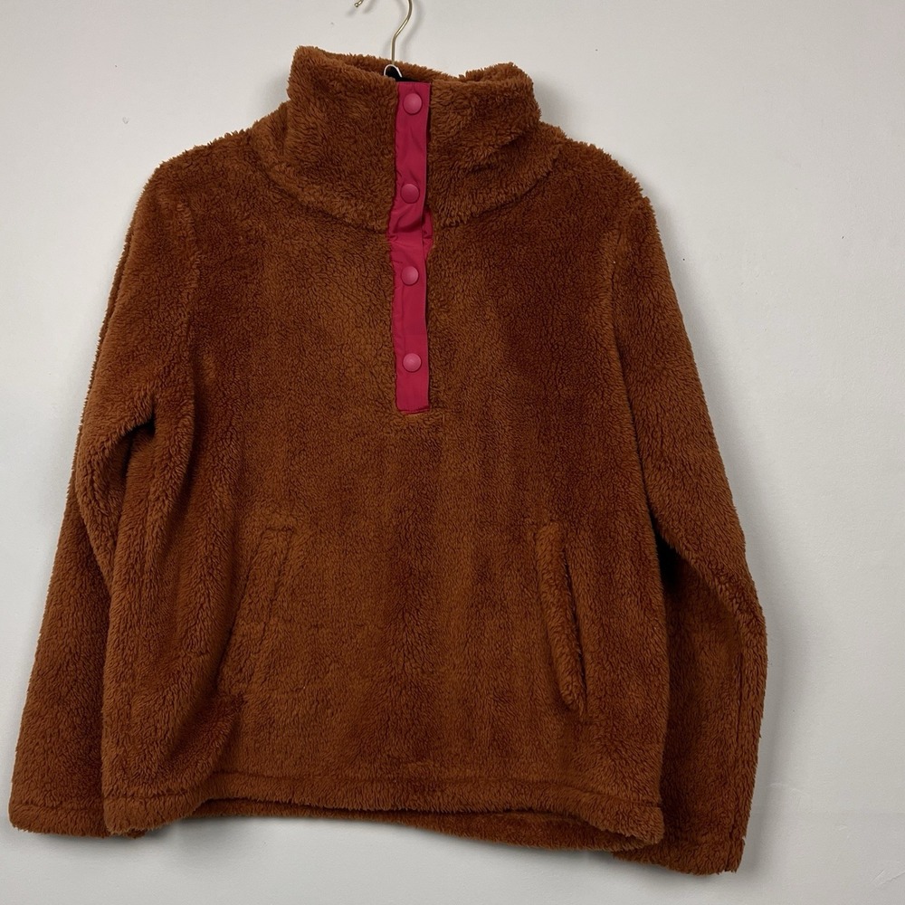 J.Crew Sherpa Teddy Fleece Pullover S Brown Pink Gorpcore Granola AP705